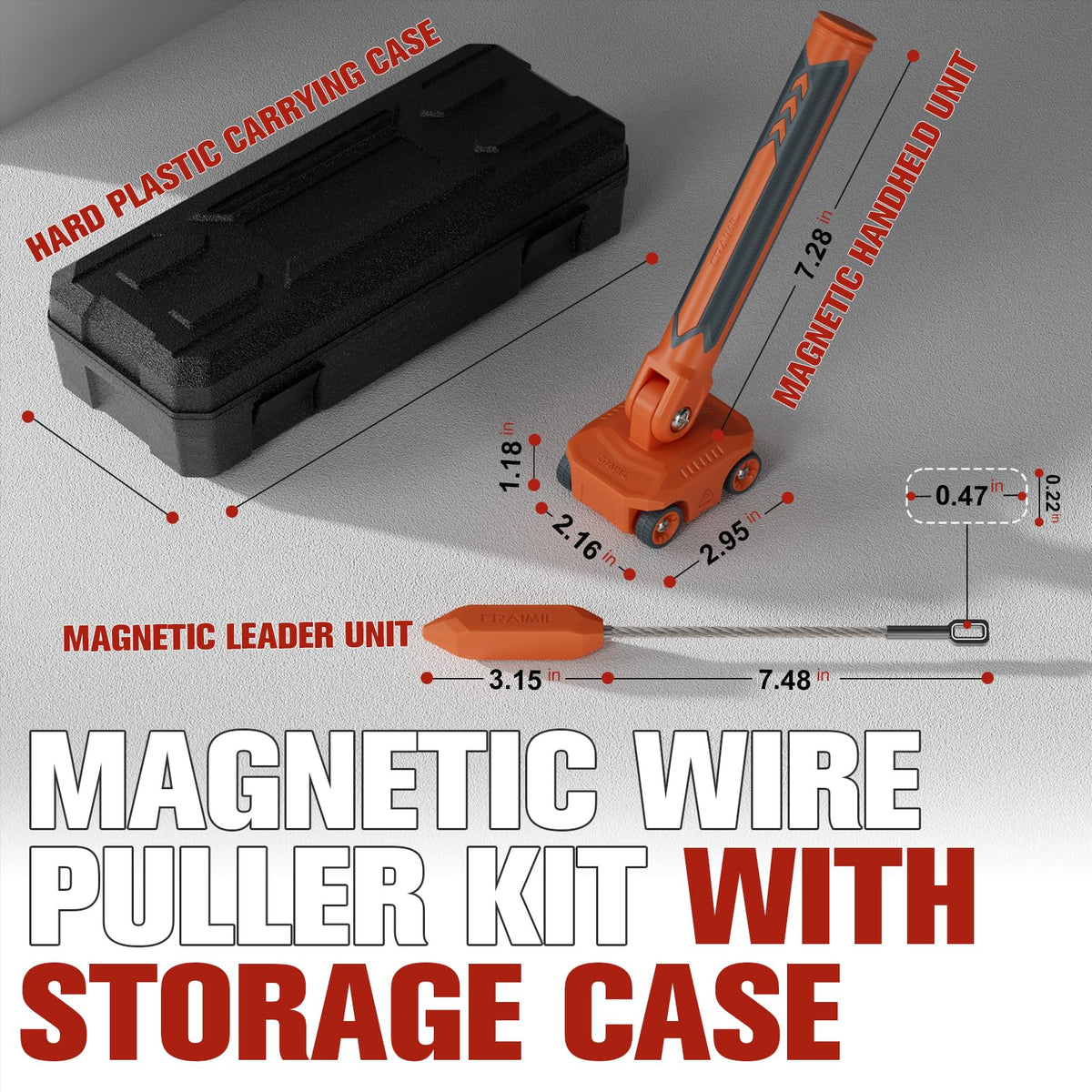 Craimil Wire Puller wheels glide smoothly across finished walls without marks.