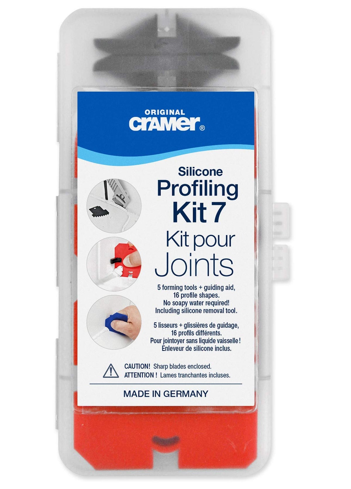 Cramer silicone removal tool with blades for easy old sealant removal.