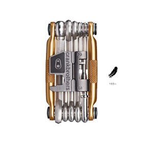 Crankbrothers M17 Gold hex wrenches laid out for quick on-trail adjustments.
