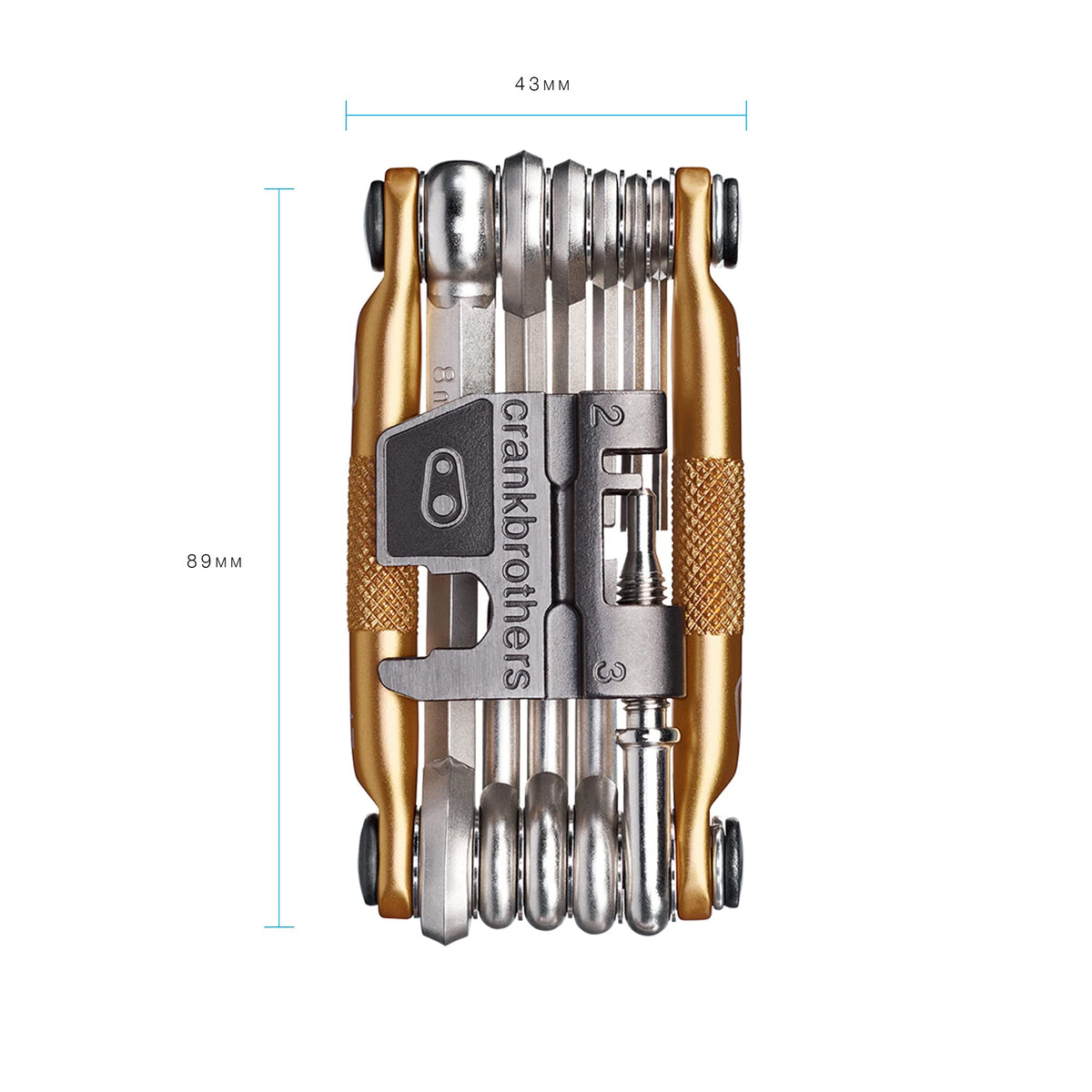 Crankbrothers M17 Gold side grip ergonomic design ensuring secure grip with gloves.