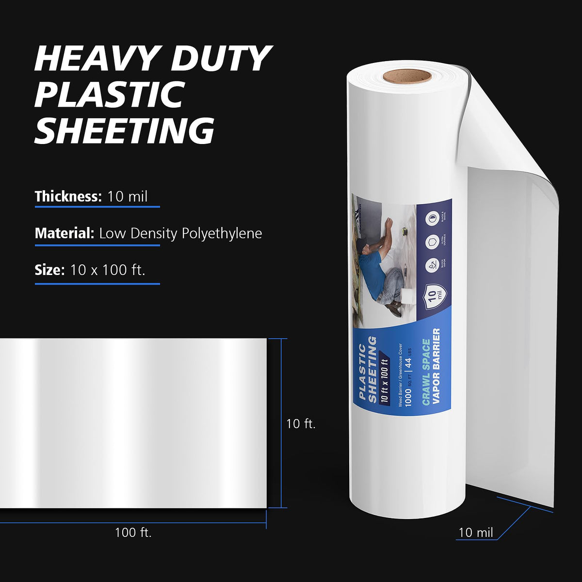 Crawldryer panda film white side, high reflectivity for bright work areas.
