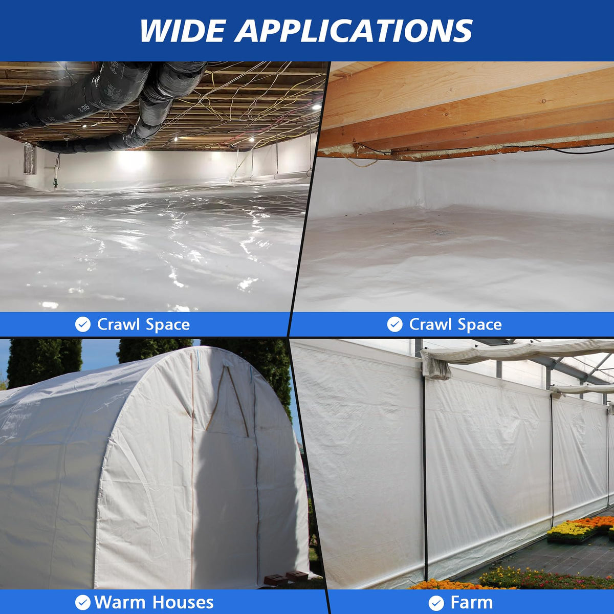 Crawldryer water vapor barrier protection for crawl spaces and equipment.