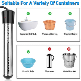 CrazyBrace bucket bath setup lets warm water in non-conductive containers