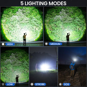 Crazybrace rechargeable flashlight offers five modes for versatile use.