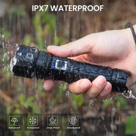 Crazybrace handheld flashlight enables quick one-handed operation.