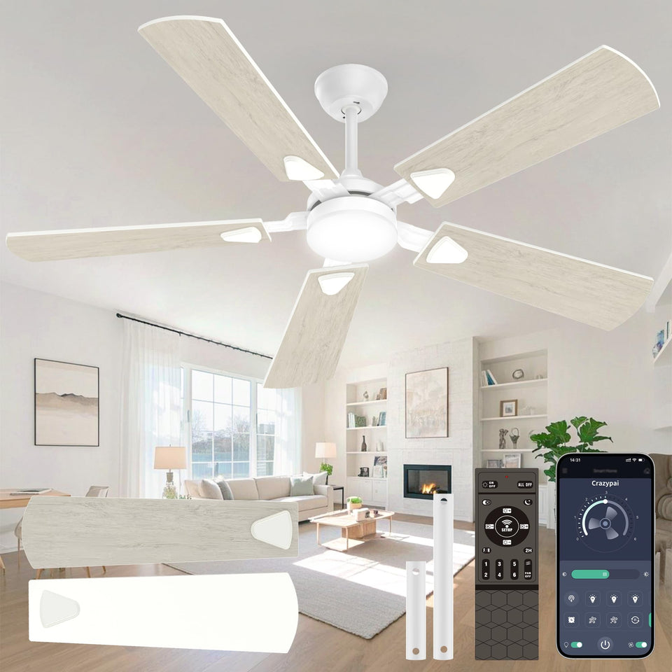 Crazypai 52 inch ceiling fan with lights for bright, cooling comfort in any room
