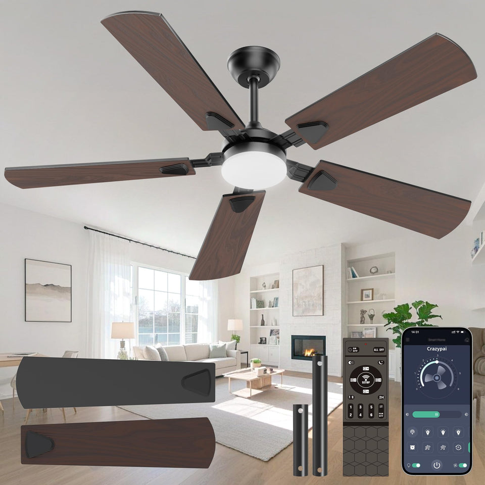 Crazypai 52-inch ceiling fan with lights and remote for comfortable airflow