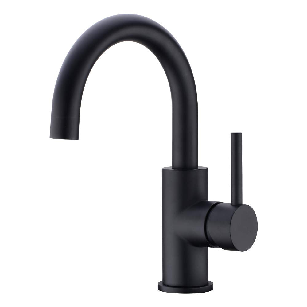 CREA black brushed-nickel bathroom faucet close-up finish and durable build.
