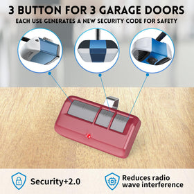 CreaCity multi-opener control remote, operates up to three garage doors.