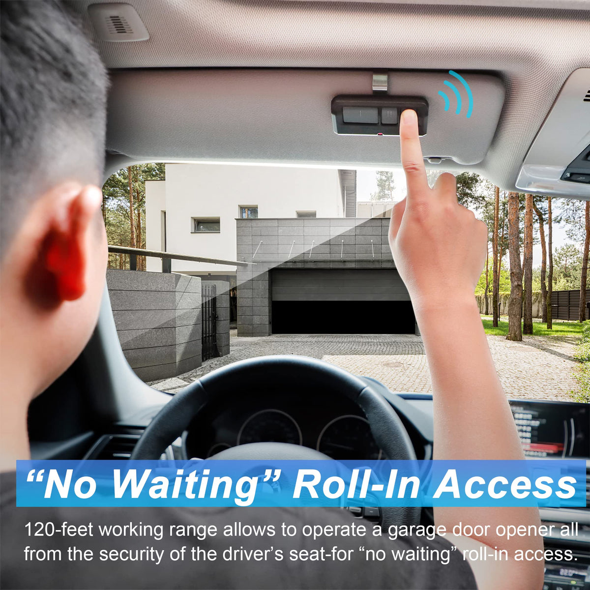 CreaCity remote resting in car console for quick reach while driving.
