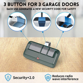 CreaCity universal remote compatible with LiftMaster, Chamberlain, and Craftsman.