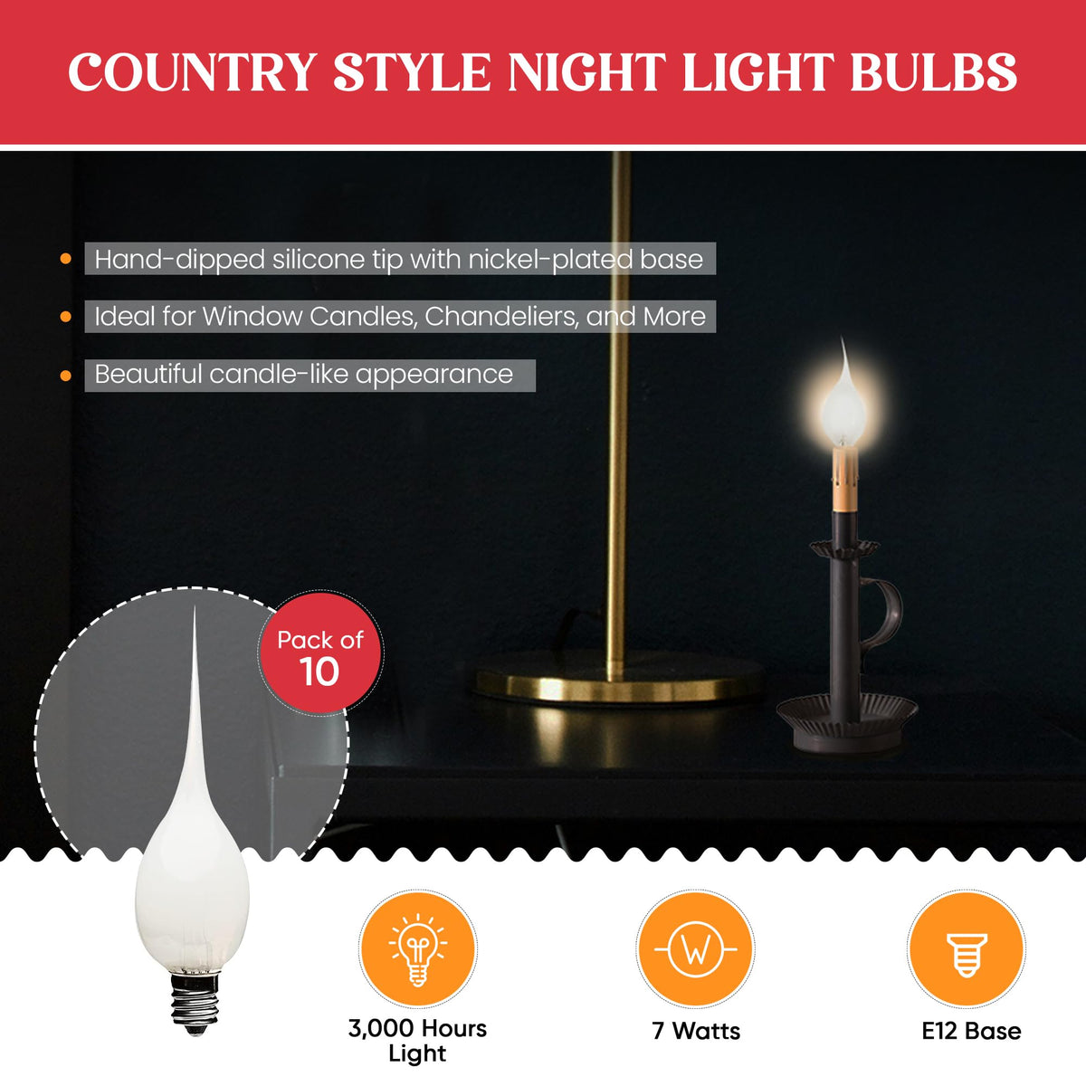 Creative Hobbies hand dipped candle look bulb ready for window lighting.