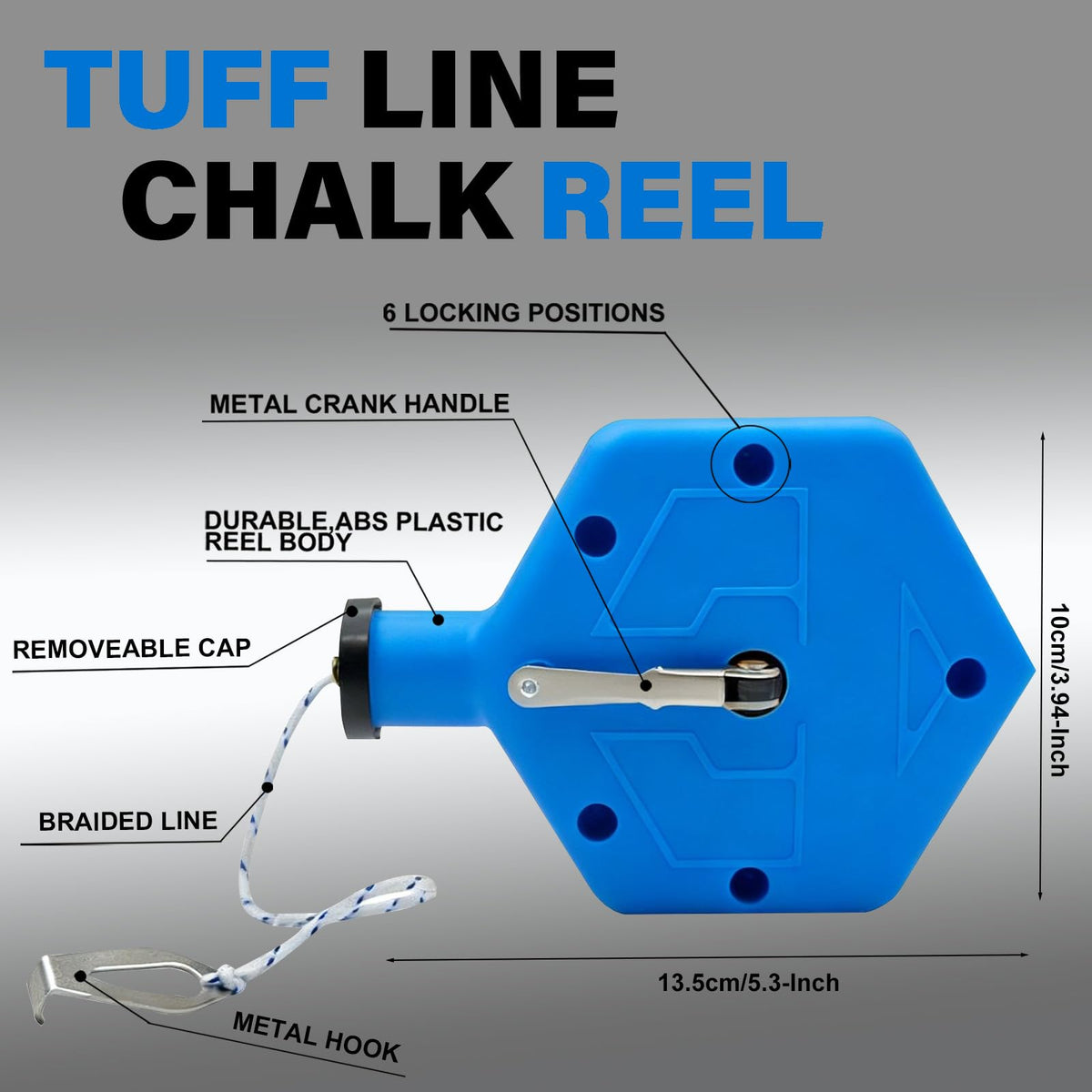 CREAWEA compact chalk line in a portable box, easy to carry between rooms and jobs.