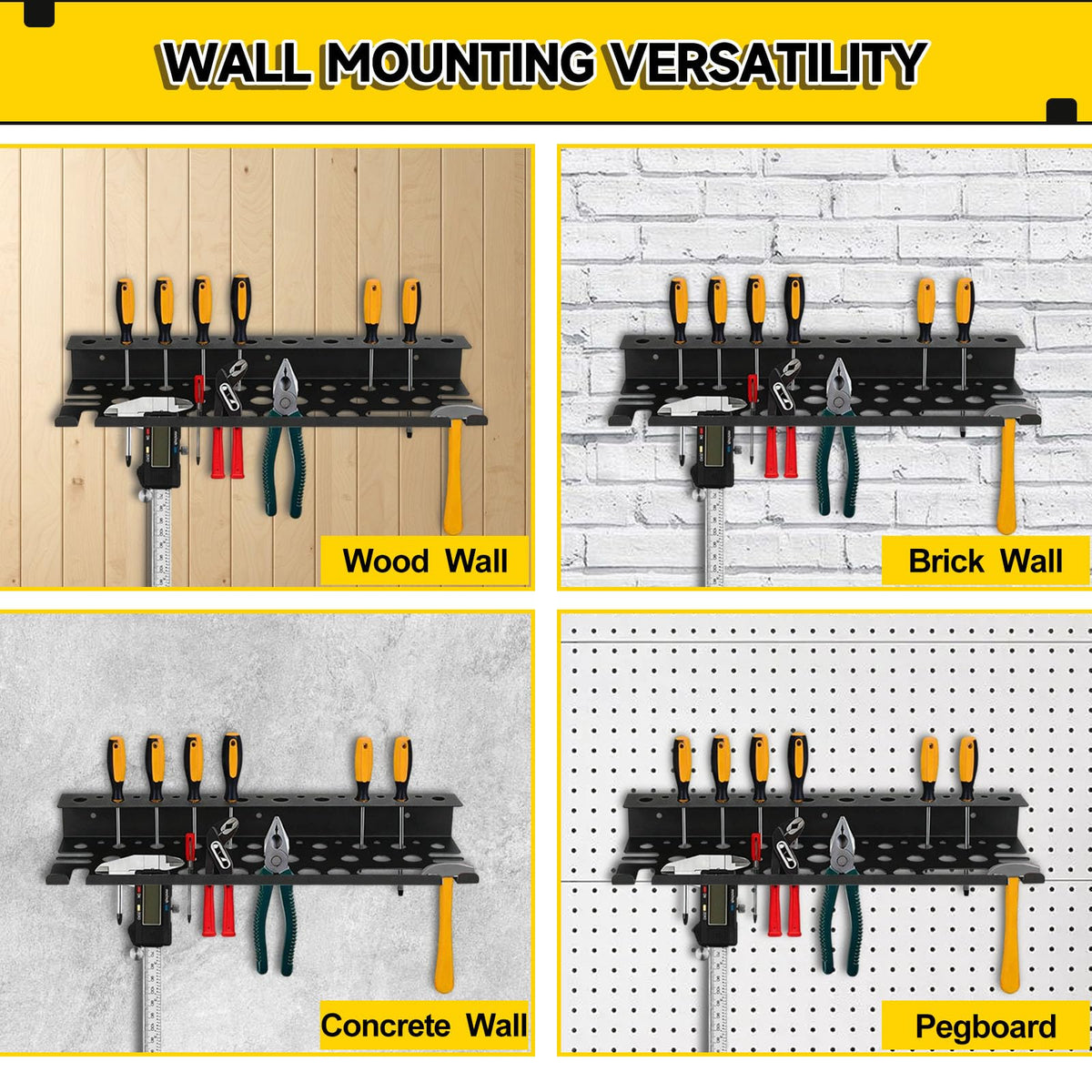 CRELYSTER screws and anchors included simplify installation on brick, concrete, or pegboard.