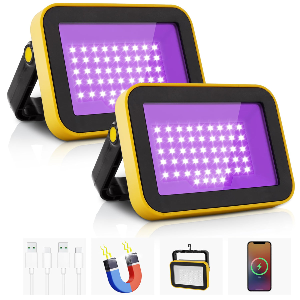 CREPOW portable black light 2-pack for on-the-go glow effects