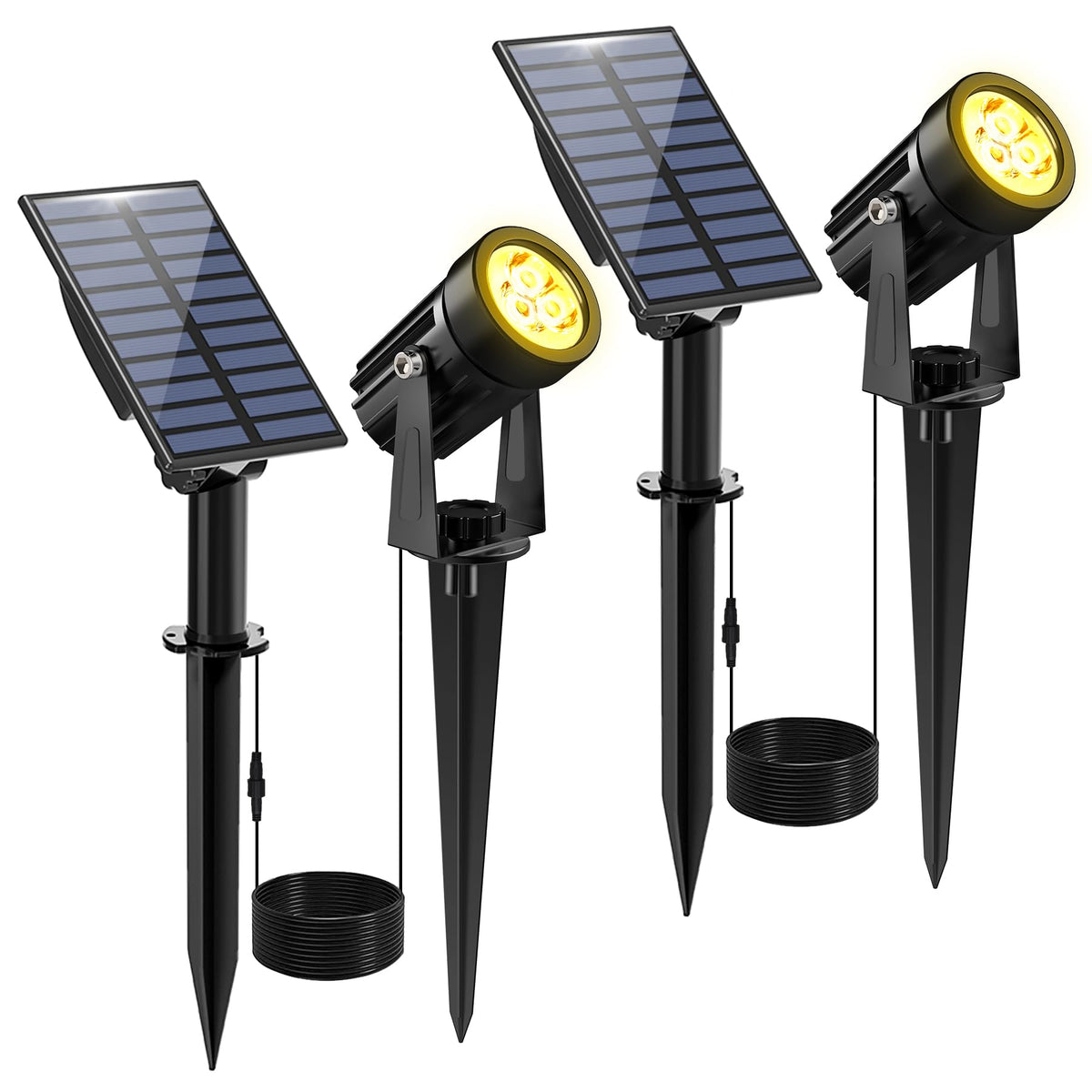 CREPOW solar spot light on ground installation illuminating garden paths.