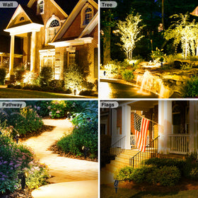 CREPOW solar spot light mounted on wall for driveway illumination.