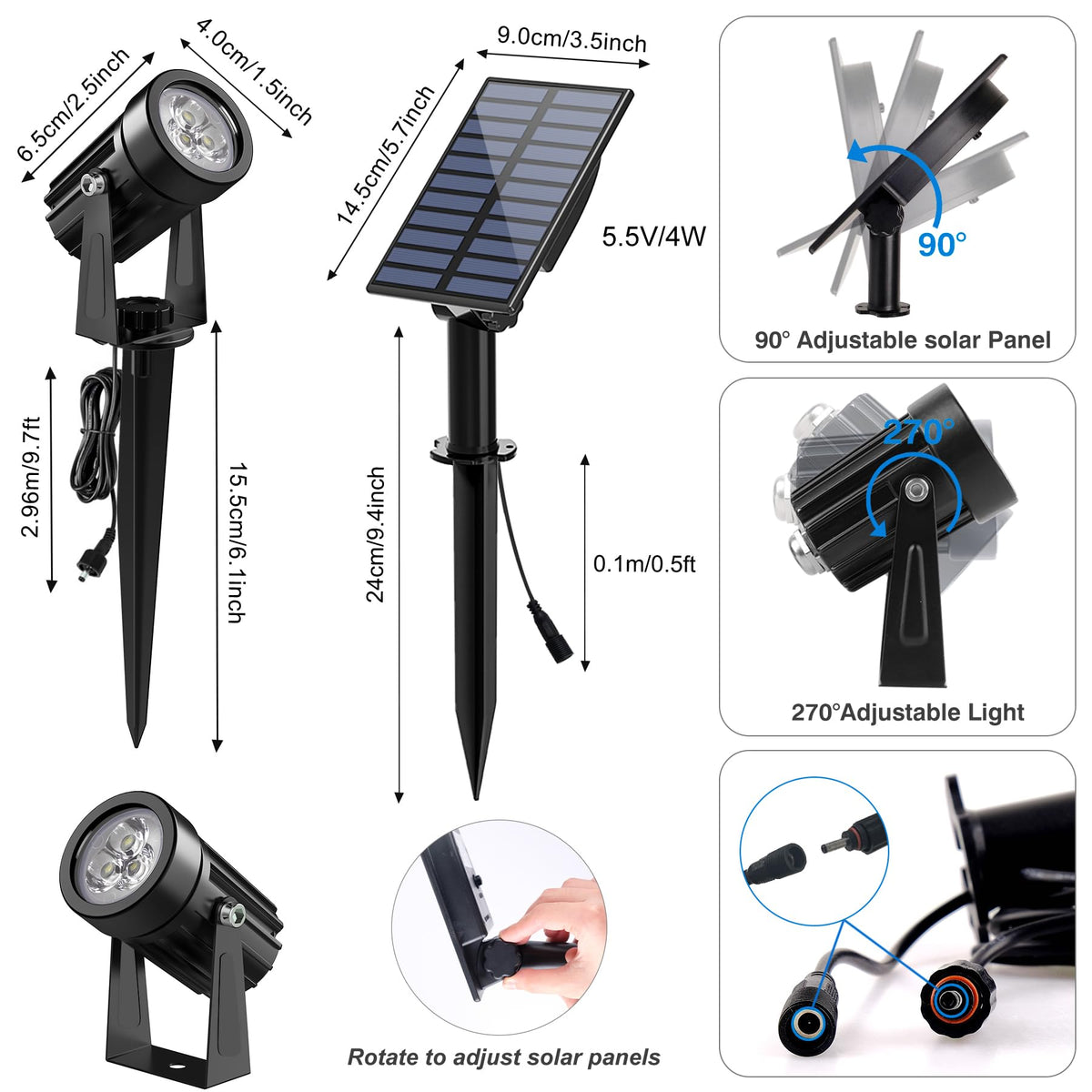 CREPOW 9.8 ft cable enables flexible placement away from power sources.