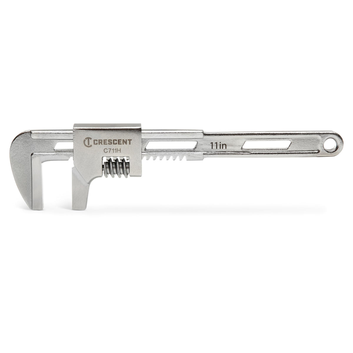 Crescent 11inch automotive wrench front view shows smooth jaws protecting delicate fittings.