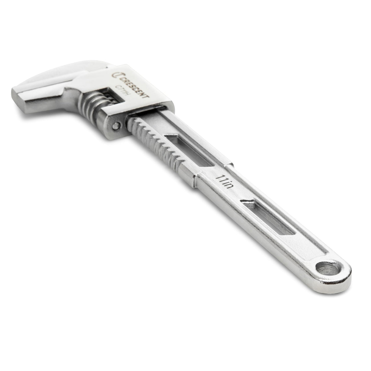 Crescent 11inch automotive wrench jaws open view highlights 2-3/4 inch opening.