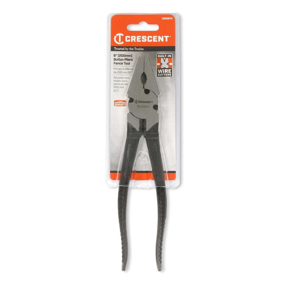 Crescent 8-inch Button Fence Pliers close-up for durable fencing tasks