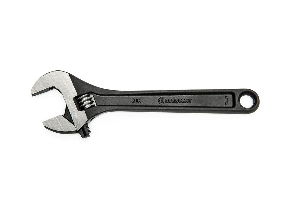 Crescent AT28BK 8-inch adjustable wrench with secure hex jaw design for precise tightening.