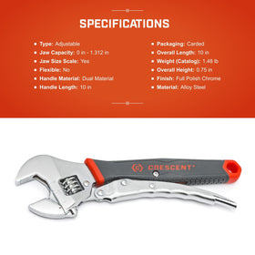 Crescent ACL10VS chrome-plated finish resists rust and maintains shine.