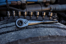 Crescent CX6PT25 socket set in case showing comprehensive drive sizes.
