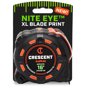 Crescent Lufkin 16 ft SHOCKFORCE tape measure with STABLEWING blade for precise marking.