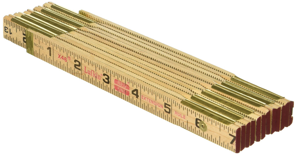 Crescent Lufkin 6-foot wood rule with brass extension for precise long measurements.