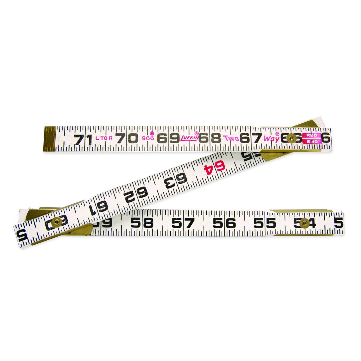 Crescent Lufkin 2-way red-end wood rule for dual-direction measurements in woodworking.