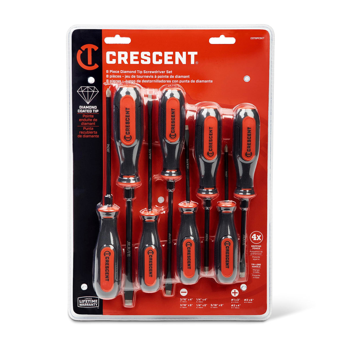 Crescent oil- and solvent-resistant handle survives greasy workshop conditions.