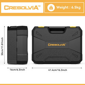 CRESOLVIA comprehensive 328-piece set with tools neatly organized in toolbox.