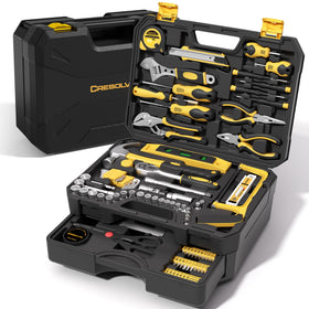 CRESOLVIA toolkit with drawer open for organized quick repairs.