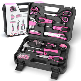 CRESOLVIA pink 69-piece tool kit overview showing full set in box.