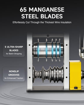 Two feed plates with five channels support multiple wire sizes efficiently