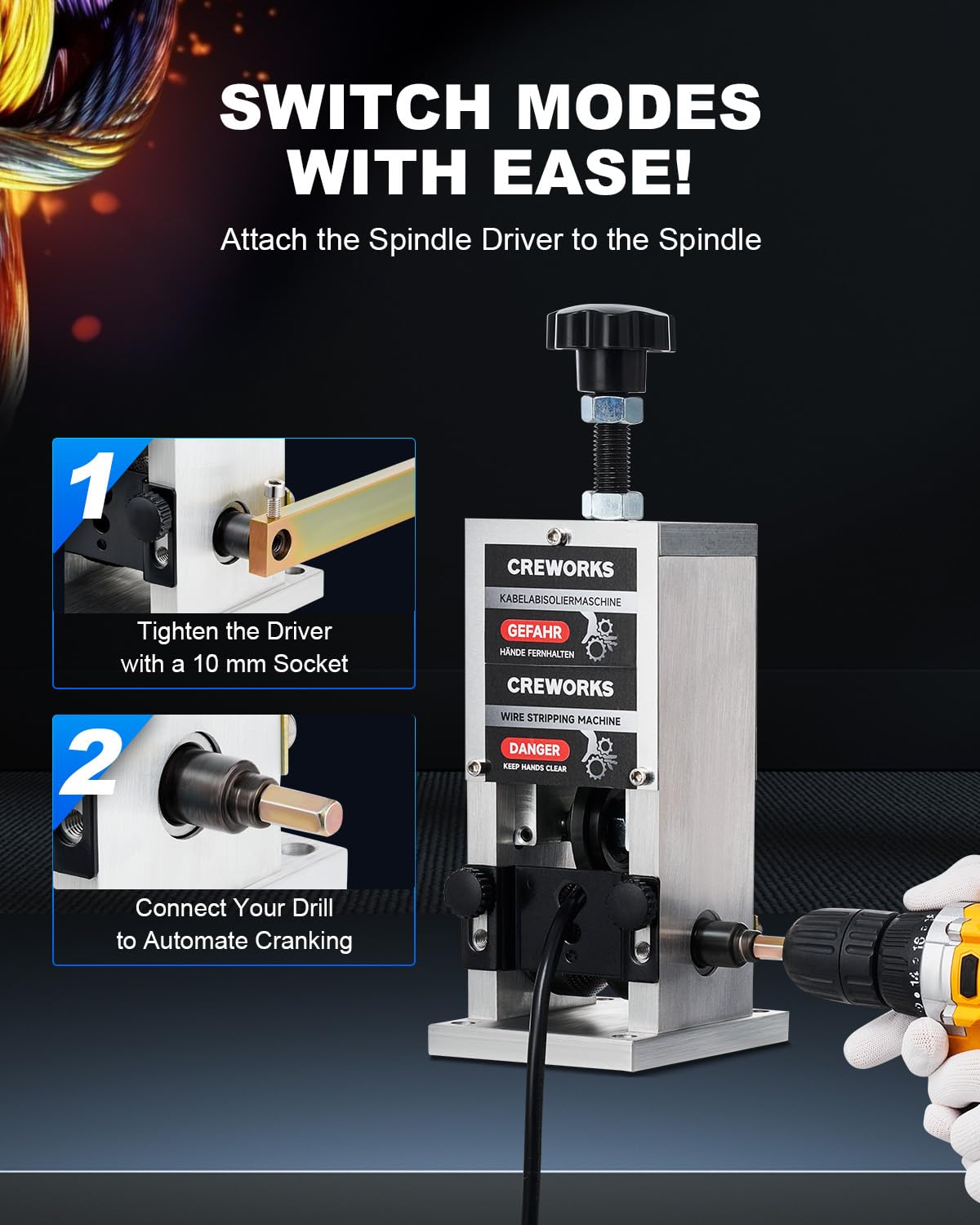 CREWORKS drill-powered crank option speeds insulation removal.