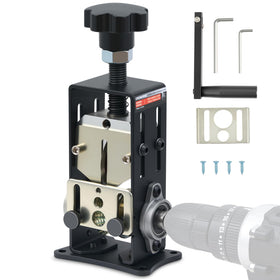 CREWORKS manual wire stripper with two feed plates for varied wire sizes