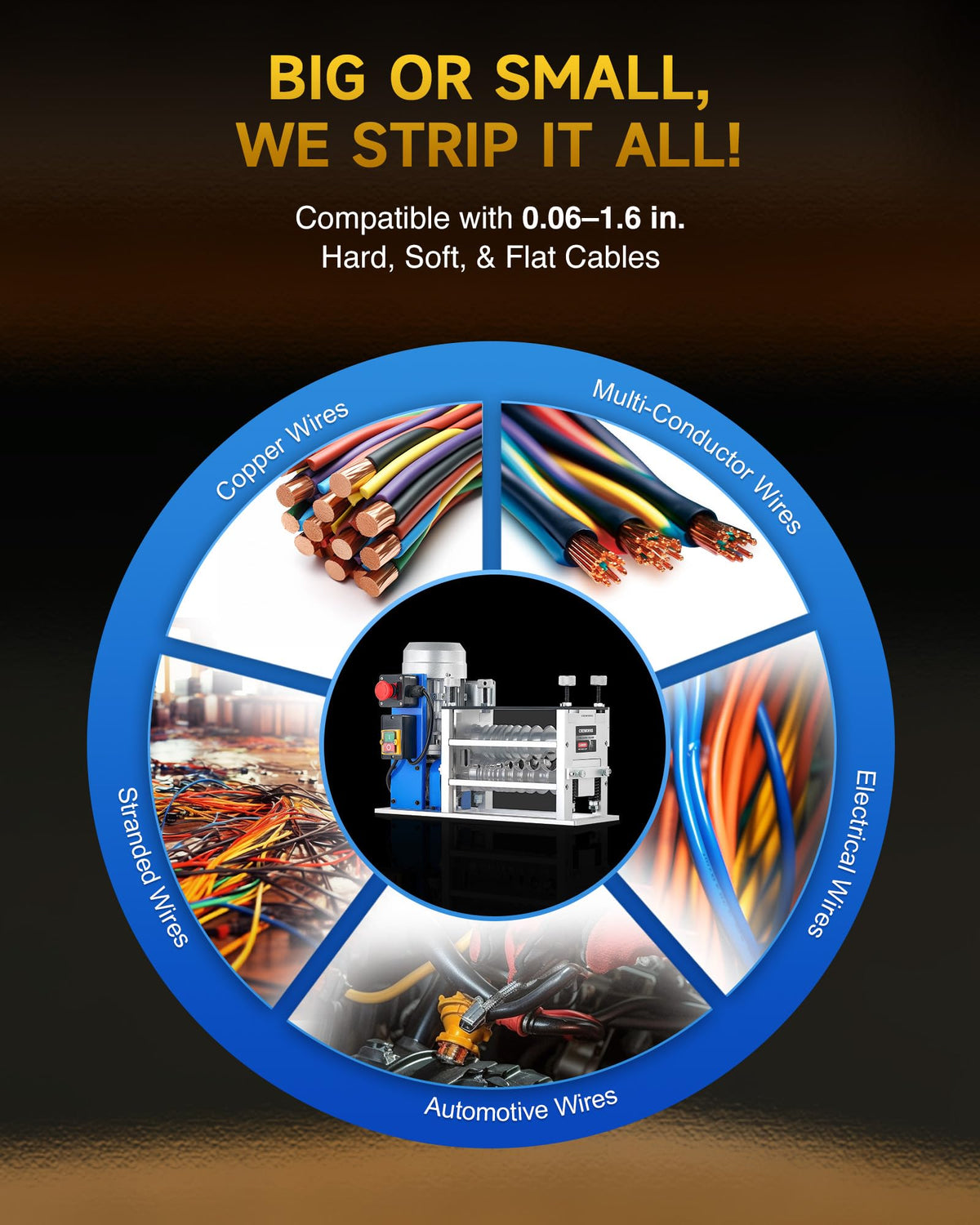 CREWORKS scrap wire recycling setup in a workshop environment
