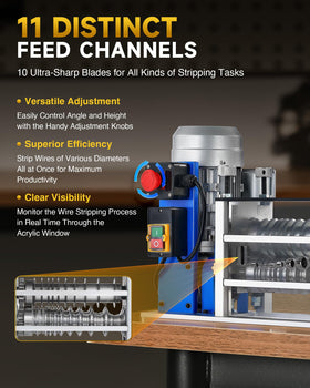 CREWORKS unit with 10 blades delivering clean cuts on copper wire