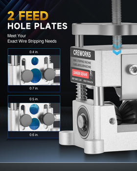CREWORKS Wire Stripper Machine adjustment knob for blade height control.