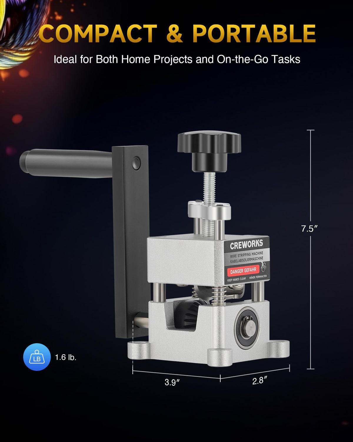 CREWORKS Stripper machine durable aluminum frame for long-lasting use.