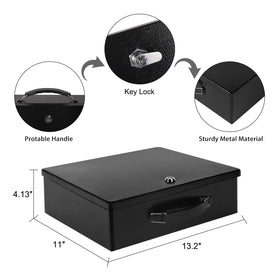 Crinwaki fireproof document box carrying handle for easy portability.