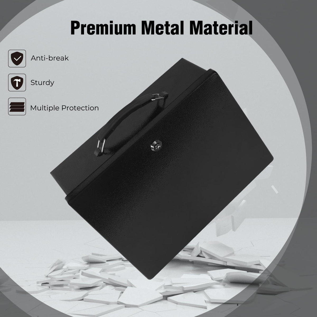 Crinwaki fireproof document box with key lock ensures secure access.