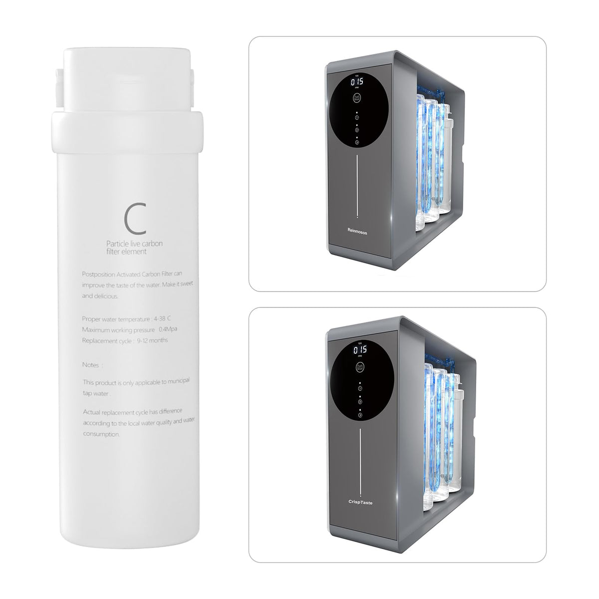 CrispTaste CRS-RO600 under-sink visual highlights compact installation for clean water.
