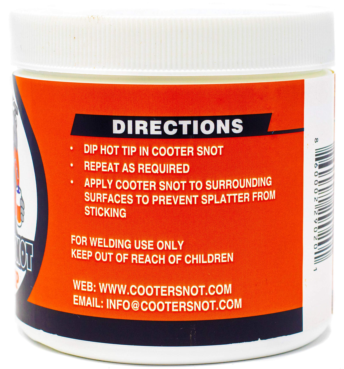 CritterGoo anti-splatter film on torch tips prevents buildup during MIG, TIG, and arc welding.