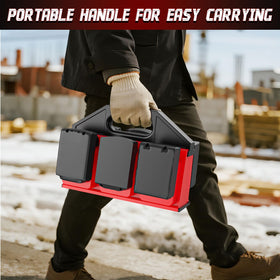Crivnhar ergonomic handle enables one-handed carrying of six batteries.