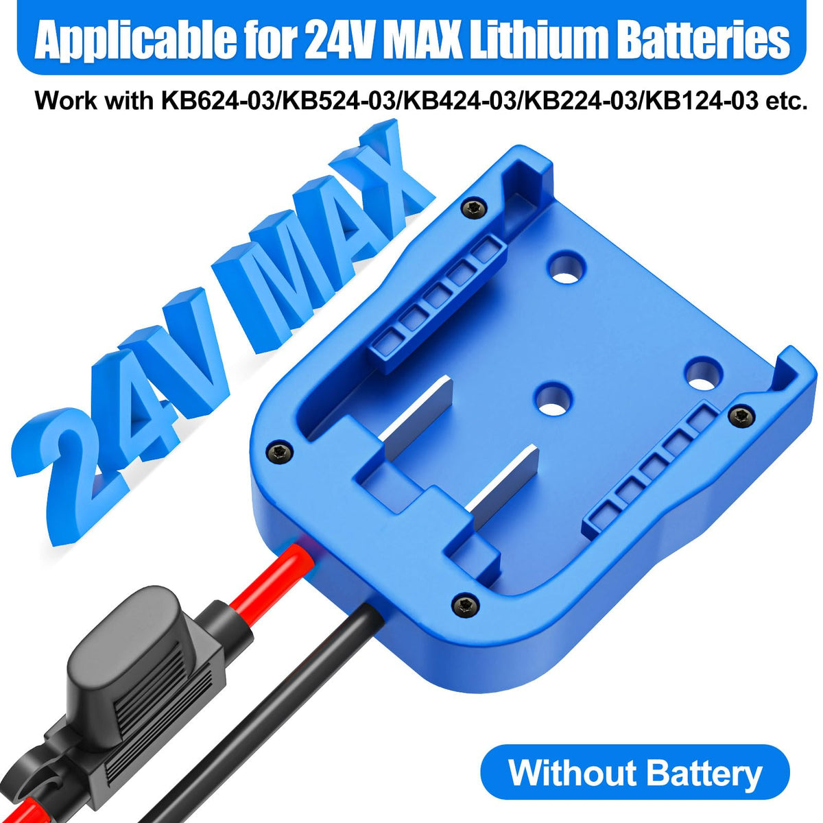 Crivnhar KB624-03 battery adapter assembly shows secure connection during setup.