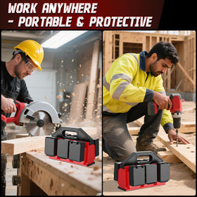 Crivnhar portable battery caddy for jobsite keeps batteries within reach.
