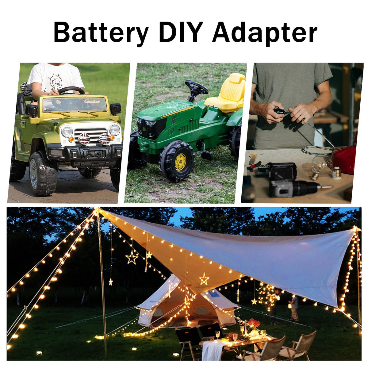 Crivnhar power-wheels compatibility image shows broad 18V battery support
